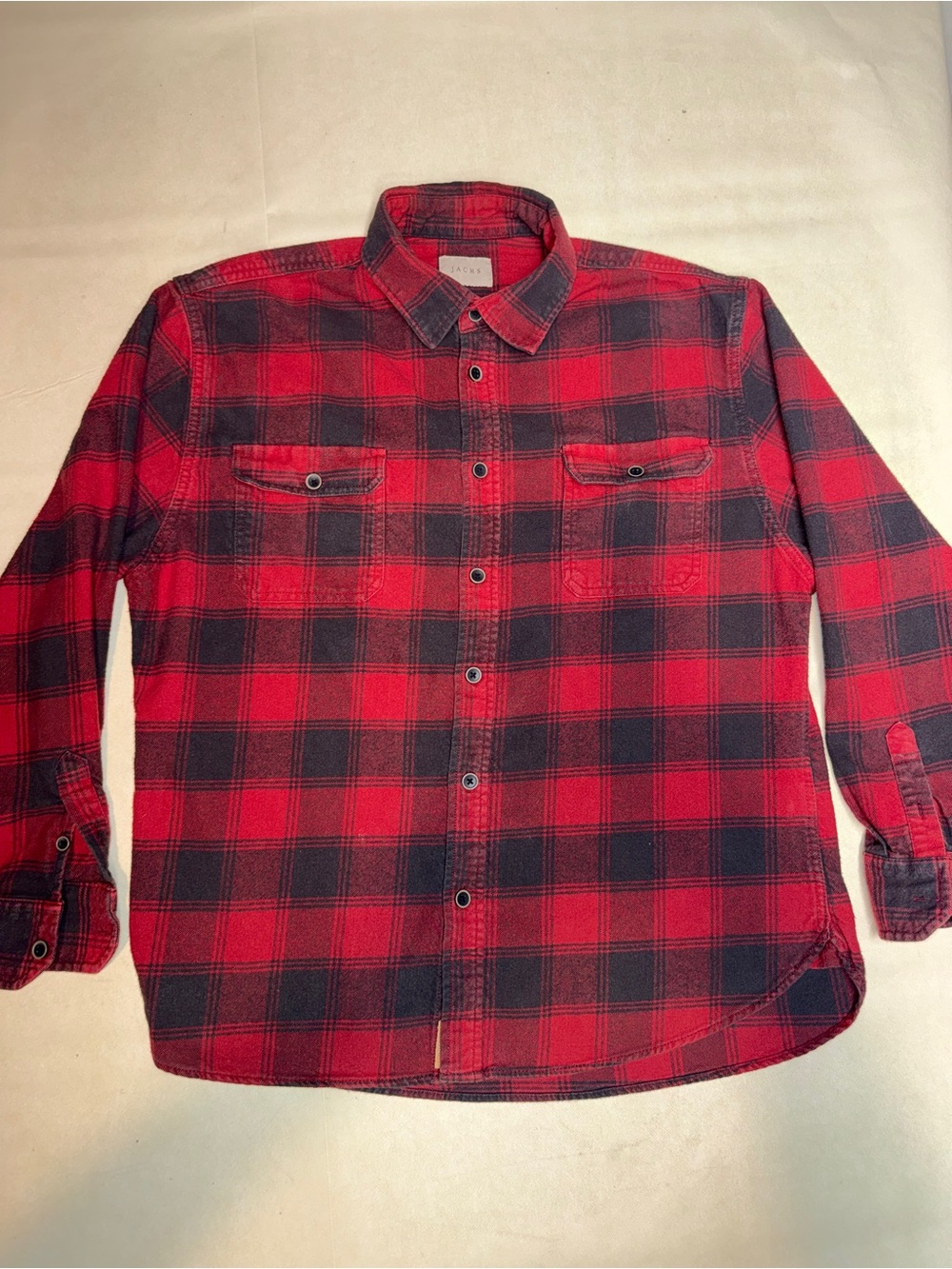 Jachs Red and Black Plaid Button-Down Shirt